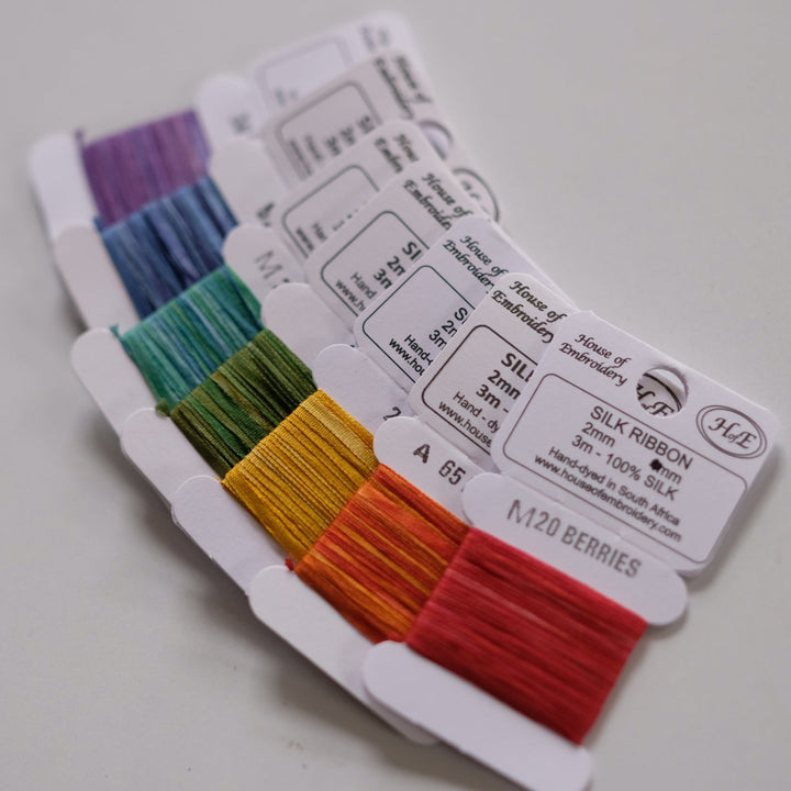 House of Embroidery Silk Ribbon 2mm - 3m card