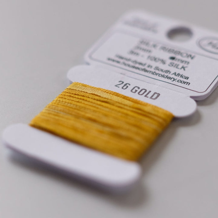 House of Embroidery Silk Ribbon 2mm - 3m card