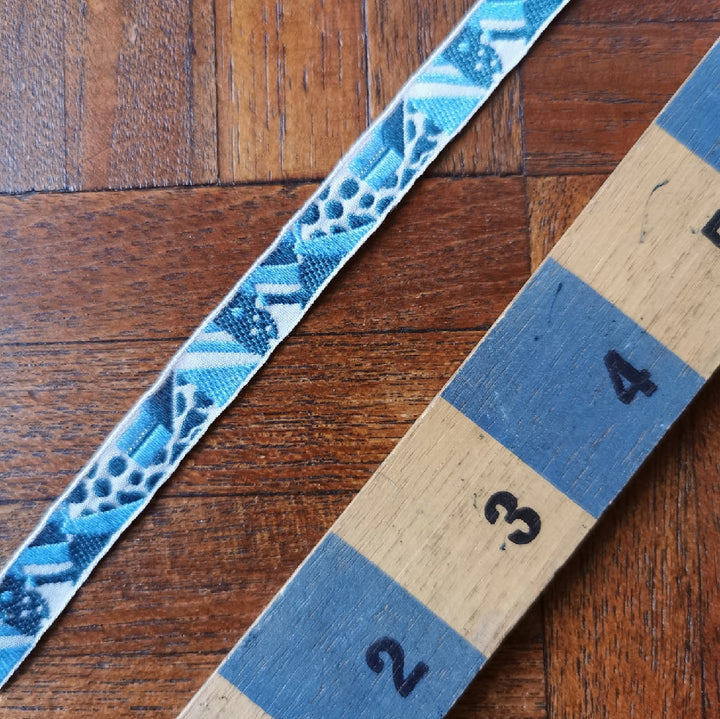 Kafka Blue Abstract Ribbon - 10mm wide - per metre