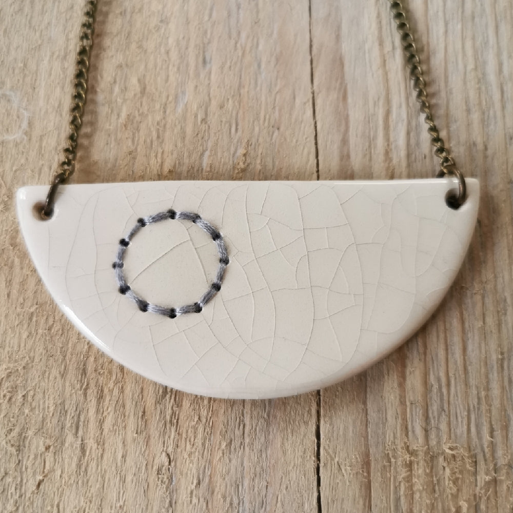 Large Stitched Ceramic Necklace