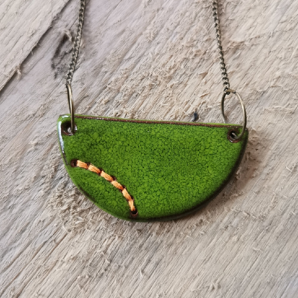 Small Stitched Ceramic Necklace