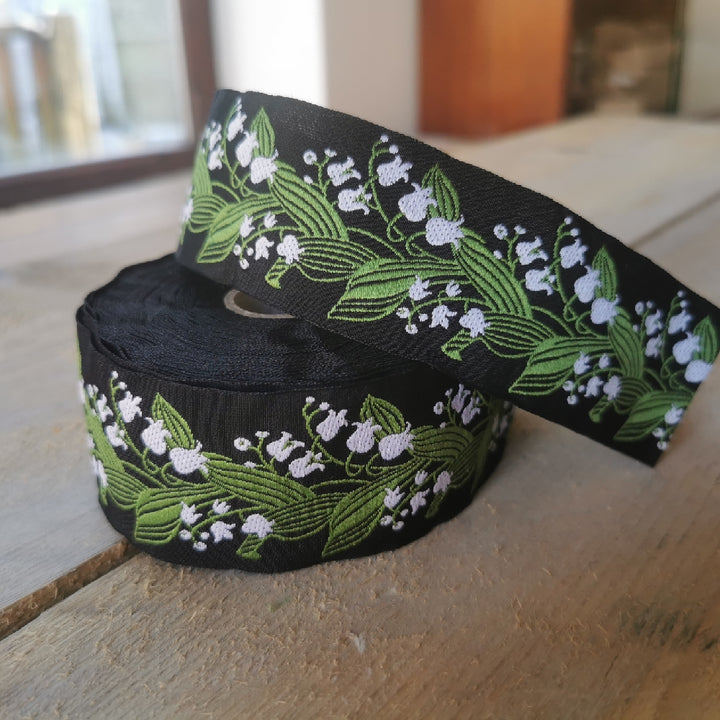 Kafka Lily of the Valley Ribbon 40mm wide - per 50cm length