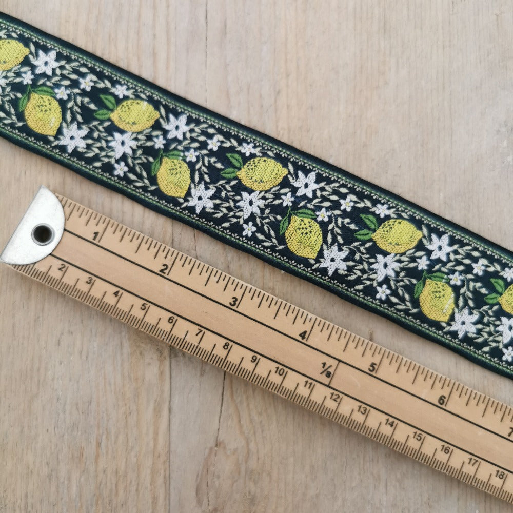 Kafka Lemons Ribbon 40mm wide - per 50cm length