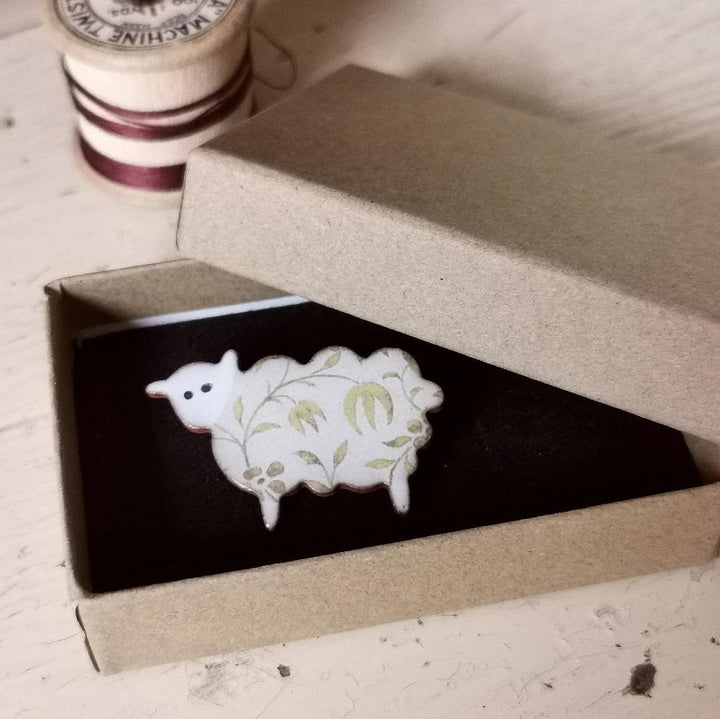 Little Ceramic Sheep Brooch