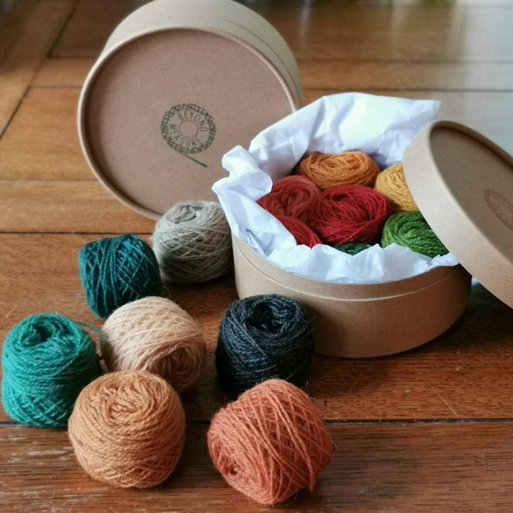 Plant dyed wool embroidery threads by Woollenflower - box set  of 7