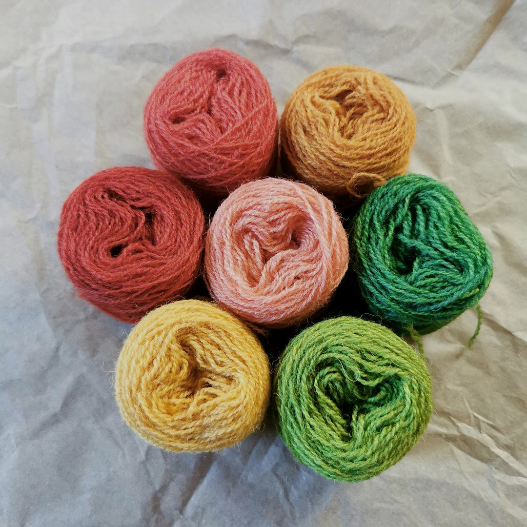 Plant dyed wool embroidery threads by Woollenflower - box set  of 7