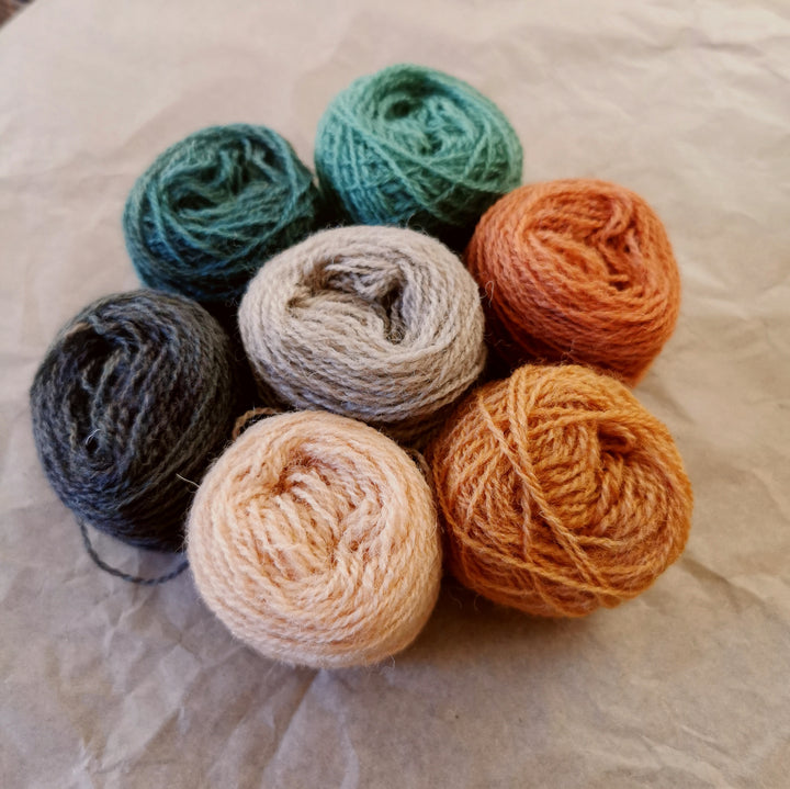 Plant dyed wool embroidery threads by Woollenflower - box set  of 7