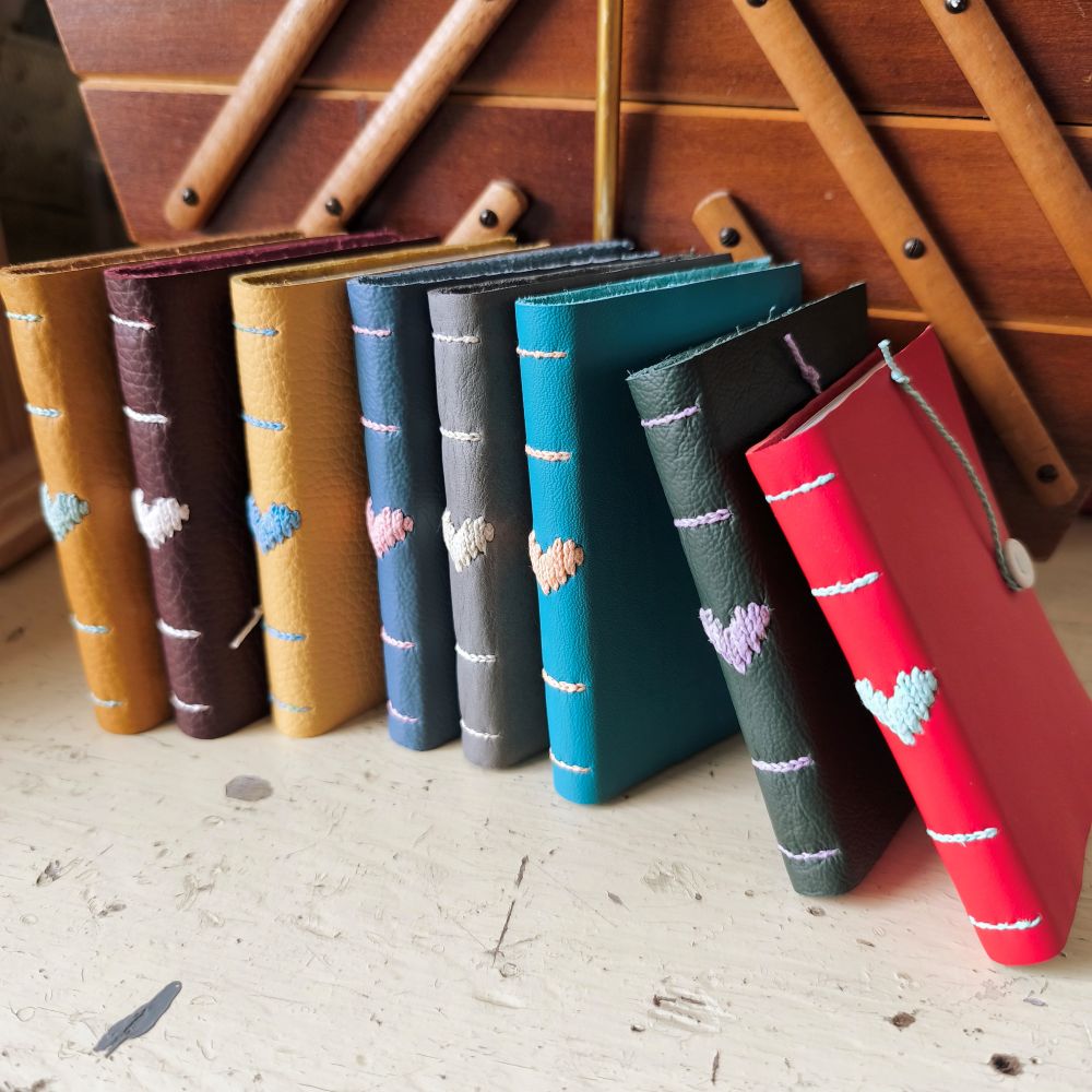 Kate Bowles Mini Darned Heart Leather Notebook