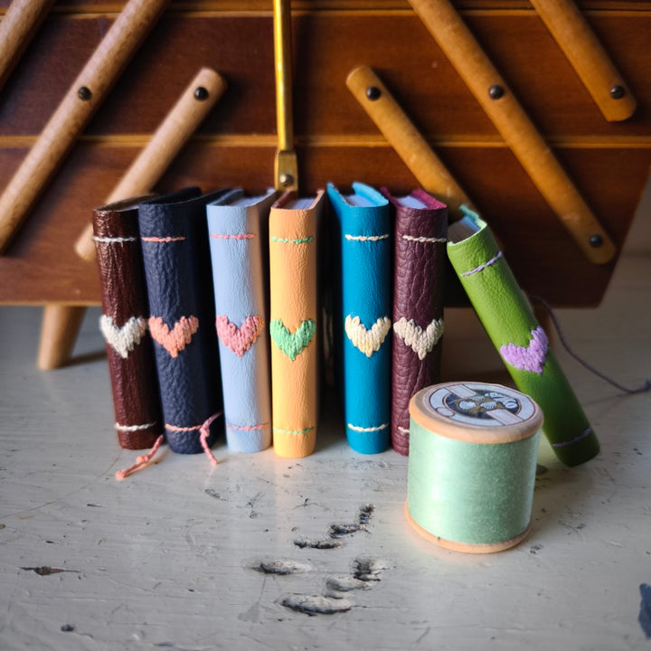 Kate Bowles Mini Darned Heart Leather Notebook - tiny