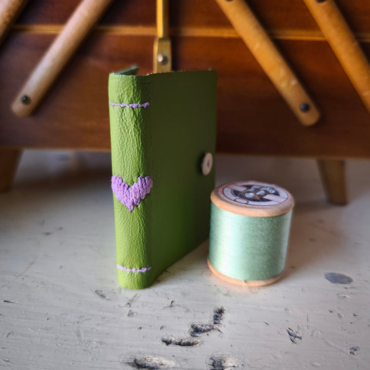 Kate Bowles Mini Darned Heart Leather Notebook - tiny