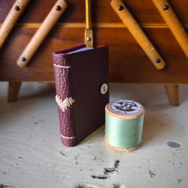 Kate Bowles Mini Darned Heart Leather Notebook - tiny