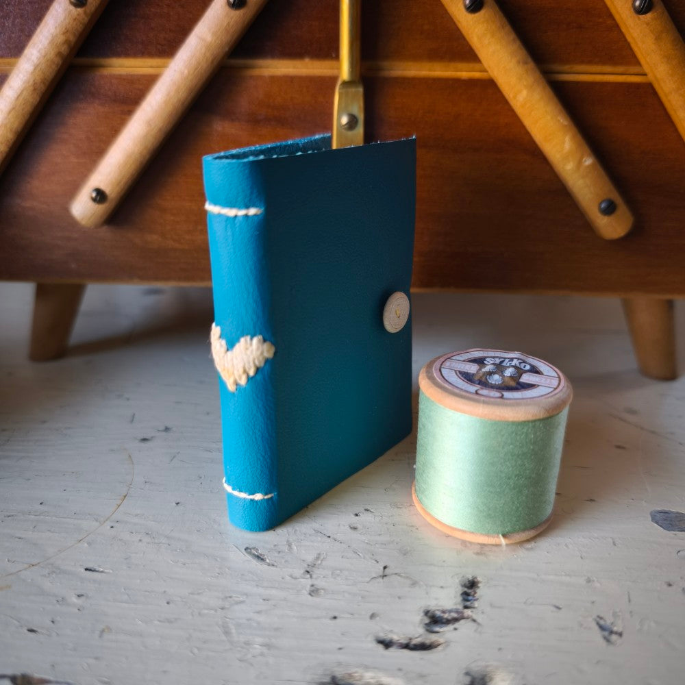 Kate Bowles Mini Darned Heart Leather Notebook - tiny