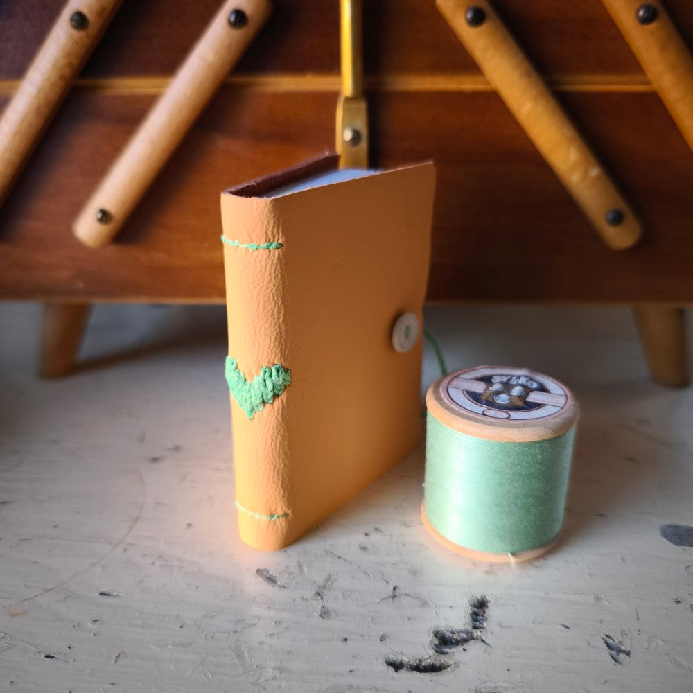 Kate Bowles Mini Darned Heart Leather Notebook - tiny