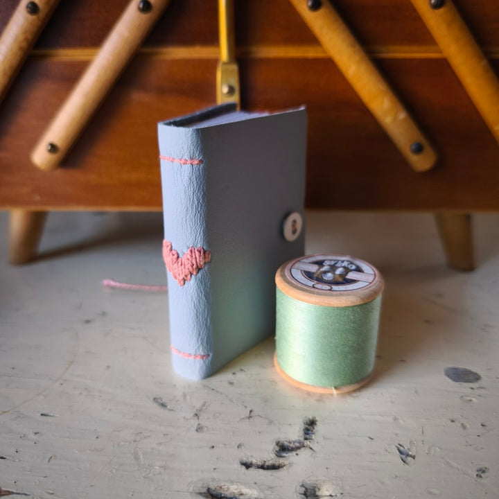 Kate Bowles Mini Darned Heart Leather Notebook - tiny