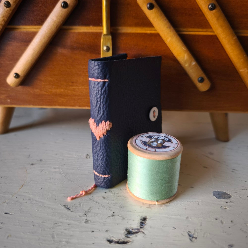 Kate Bowles Mini Darned Heart Leather Notebook - tiny