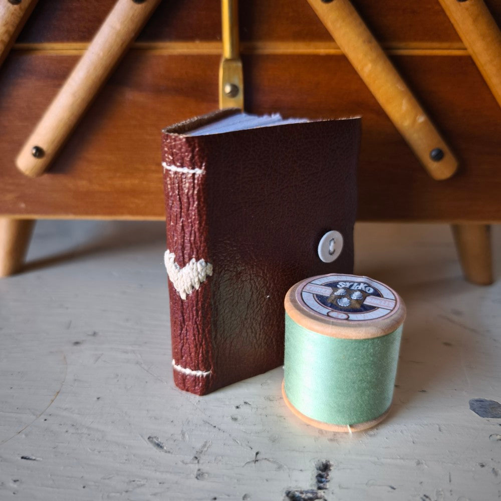 Kate Bowles Mini Darned Heart Leather Notebook - tiny