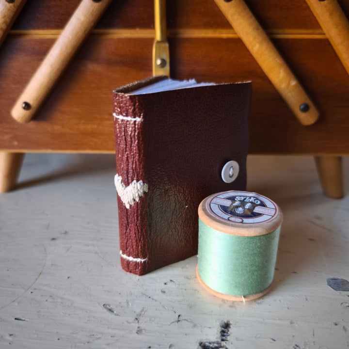 Kate Bowles Mini Darned Heart Leather Notebook - tiny
