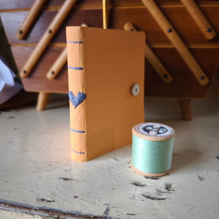 Kate Bowles Mini Darned Heart Leather Notebook - small A7