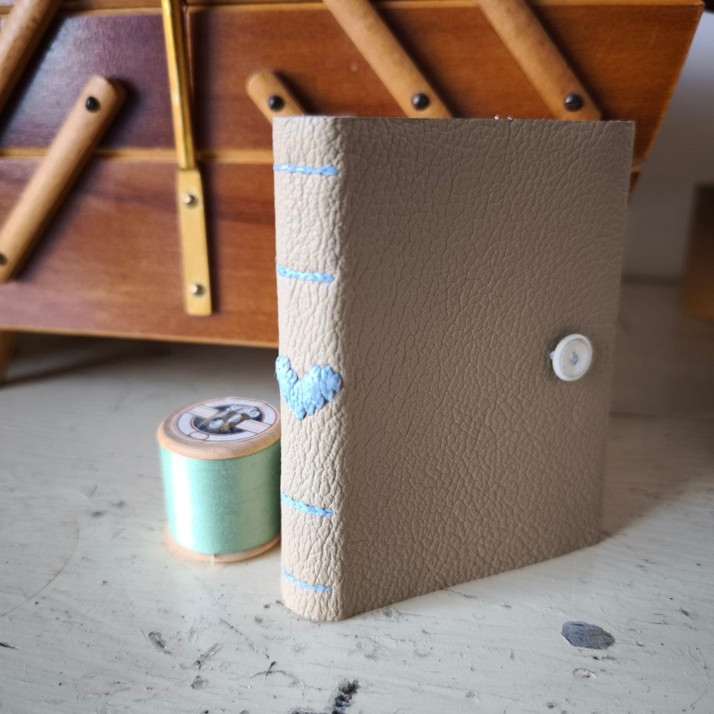 Kate Bowles Mini Darned Heart Leather Notebook - small A7