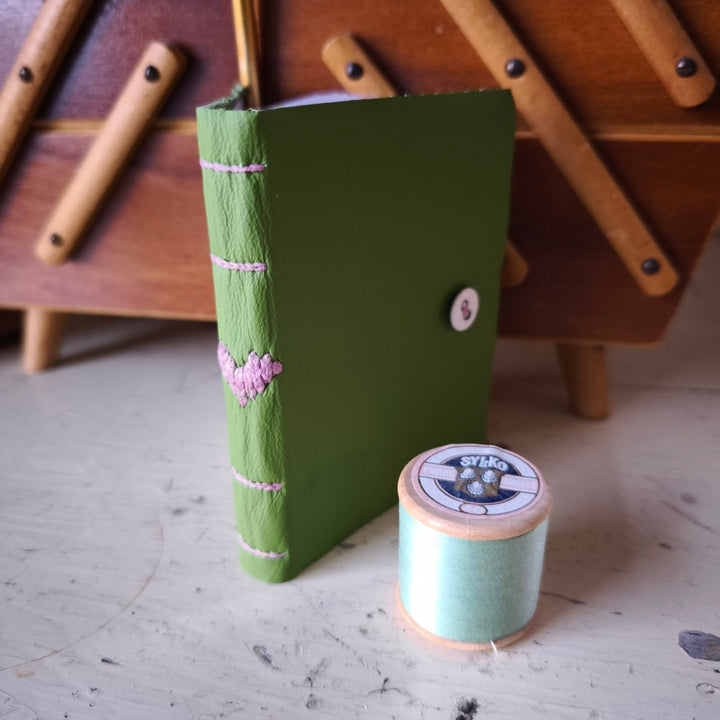 Kate Bowles Mini Darned Heart Leather Notebook - small A7