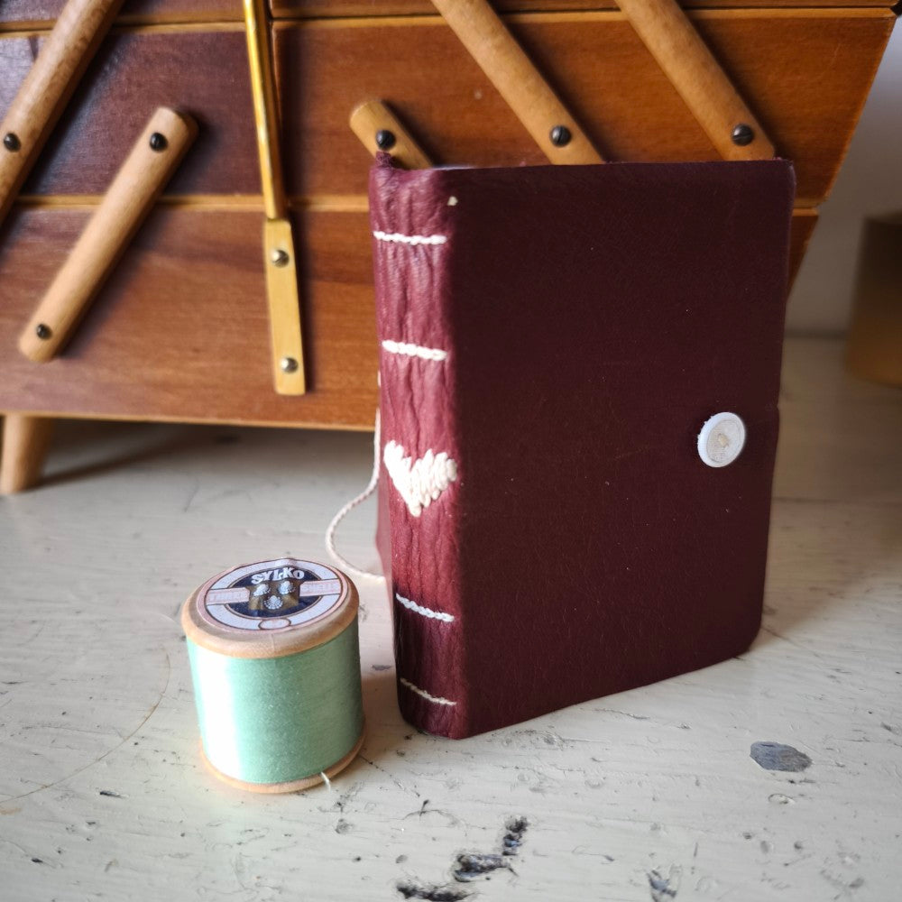 Kate Bowles Mini Darned Heart Leather Notebook - small A7