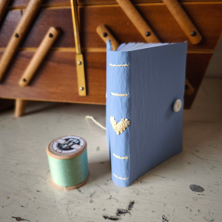 Kate Bowles Mini Darned Heart Leather Notebook - small A7