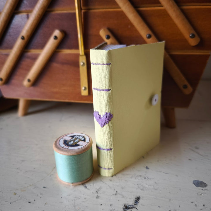 Kate Bowles Mini Darned Heart Leather Notebook - small A7