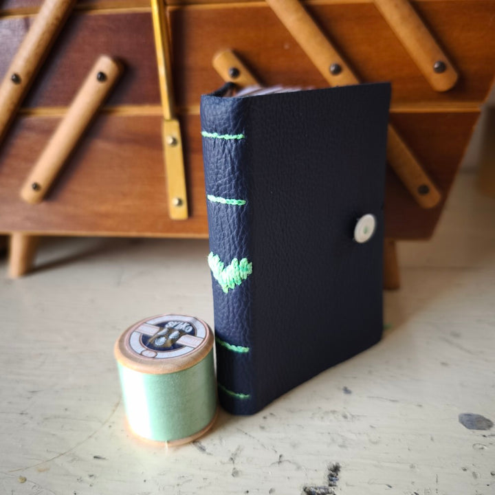 Kate Bowles Mini Darned Heart Leather Notebook - small A7