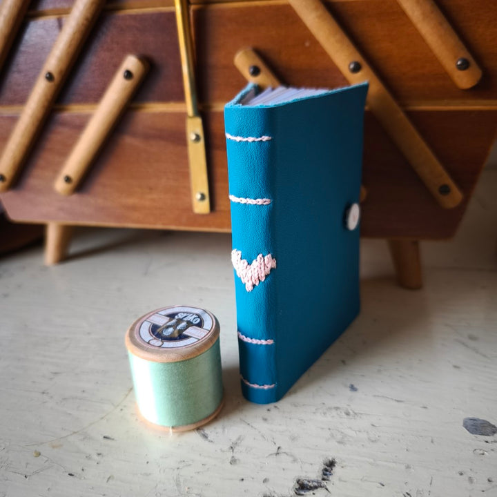 Kate Bowles Mini Darned Heart Leather Notebook - small A7