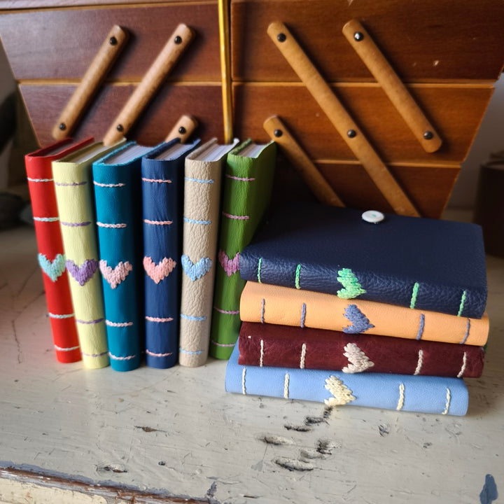 Kate Bowles Mini Darned Heart Leather Notebook - small A7