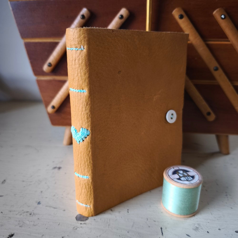 Kate Bowles Darned Heart Leather Notebook - medium A6