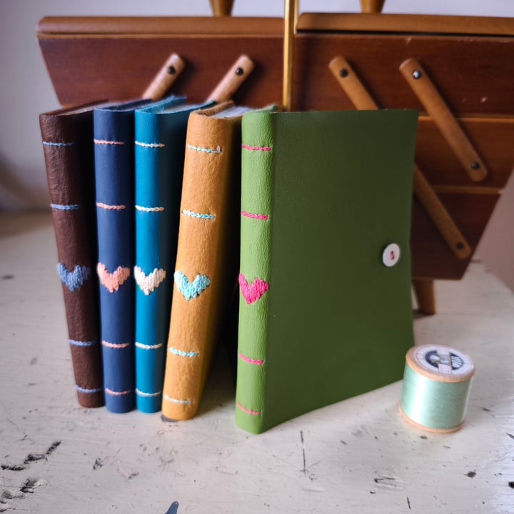 Kate Bowles Darned Heart Leather Notebook - medium A6