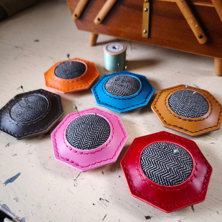 Leather pumice filled pincushion