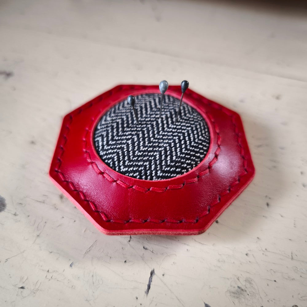 Leather pumice filled pincushion