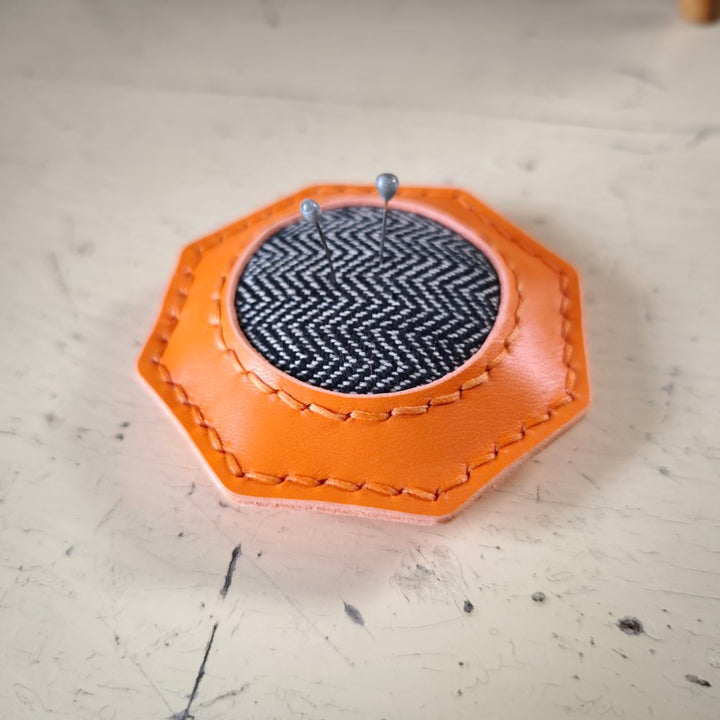 Leather pumice filled pincushion