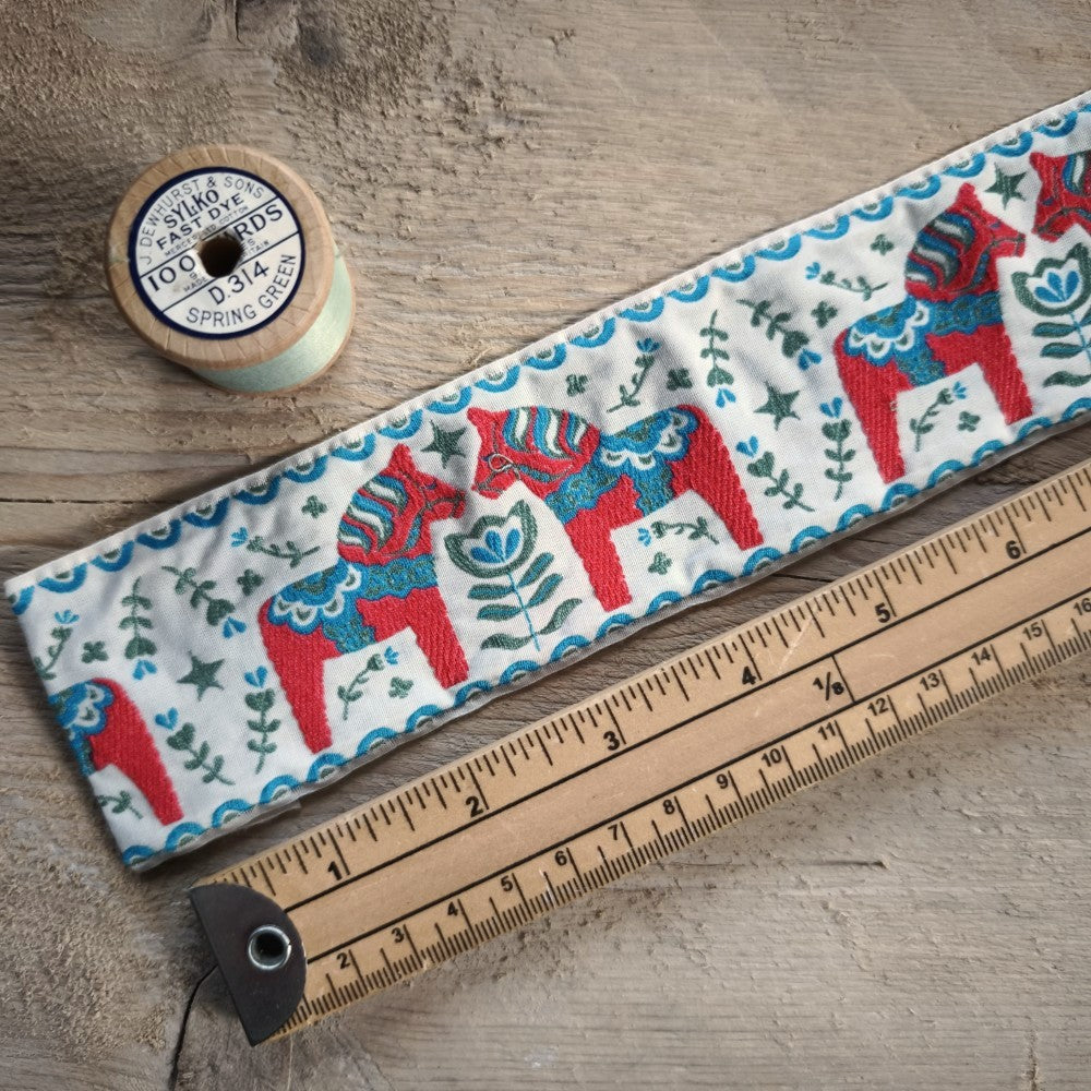 Kafka Dala Horse Ribbon 60mm wide - per 50cm length