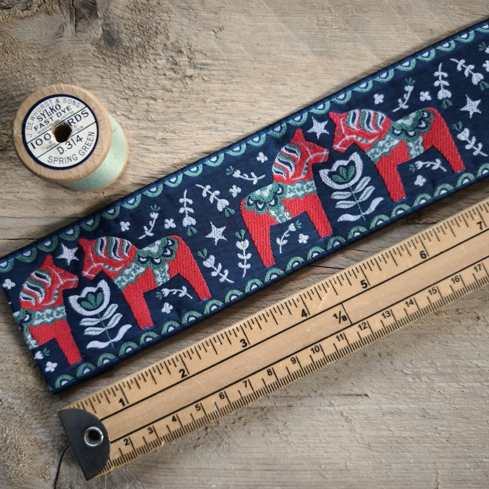 Kafka Dala Horse Ribbon 60mm wide - per 50cm length