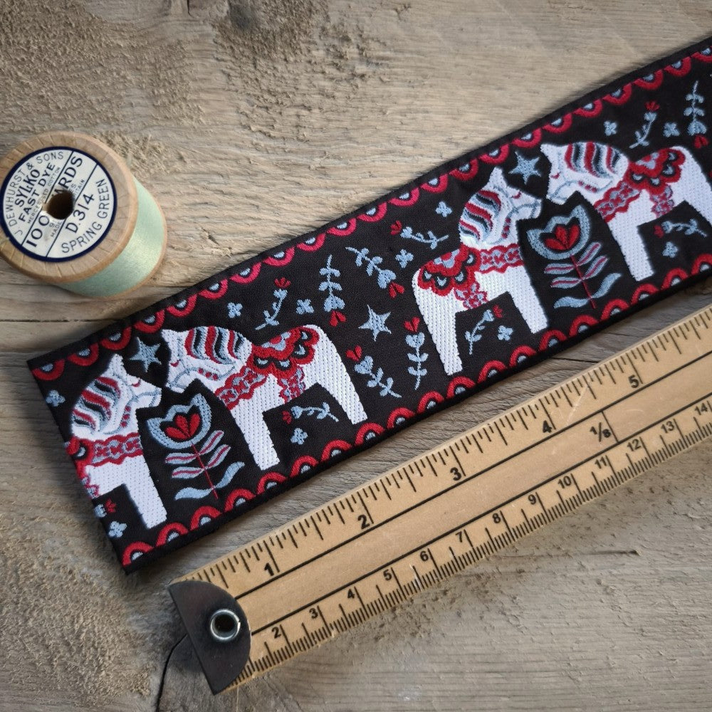Kafka Dala Horse Ribbon 60mm wide - per 50cm length