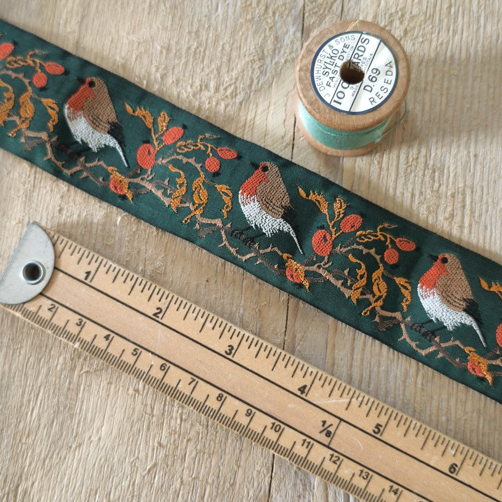 Kafka Winter Robin Ribbon 40mm wide - per 50cm length
