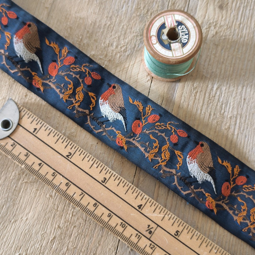 Kafka Winter Robin Ribbon 40mm wide - per 50cm length