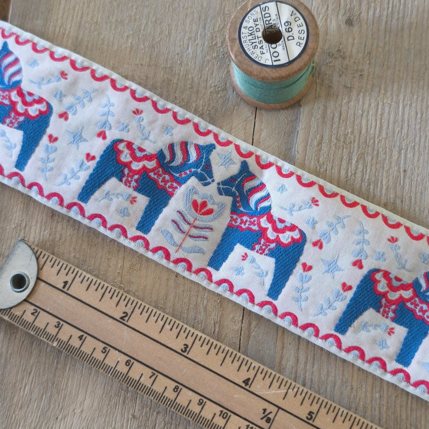 Kafka Dala Horse Ribbon 60mm wide - per 50cm length