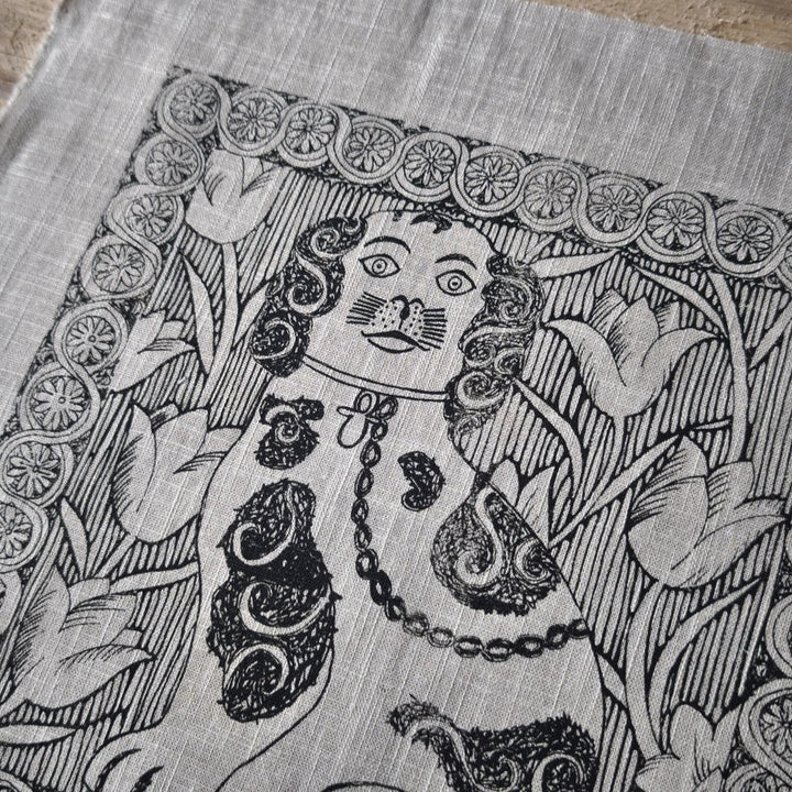 Jill Pargeter Linen Embroidery Cloth - Staffordshire Dog