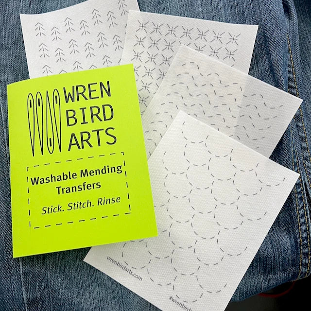 Wren Bird Arts Wash Away Mending Transfers - Neon Green Package