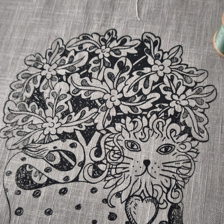 Jill Pargeter Linen Embroidery Cloth - Lion Heart