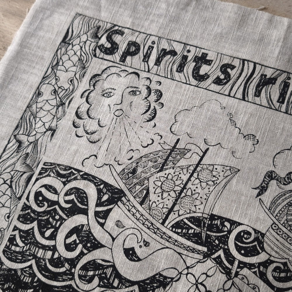 Jill Pargeter Linen Embroidery Cloth - Spirits Rise as the Sails Fill