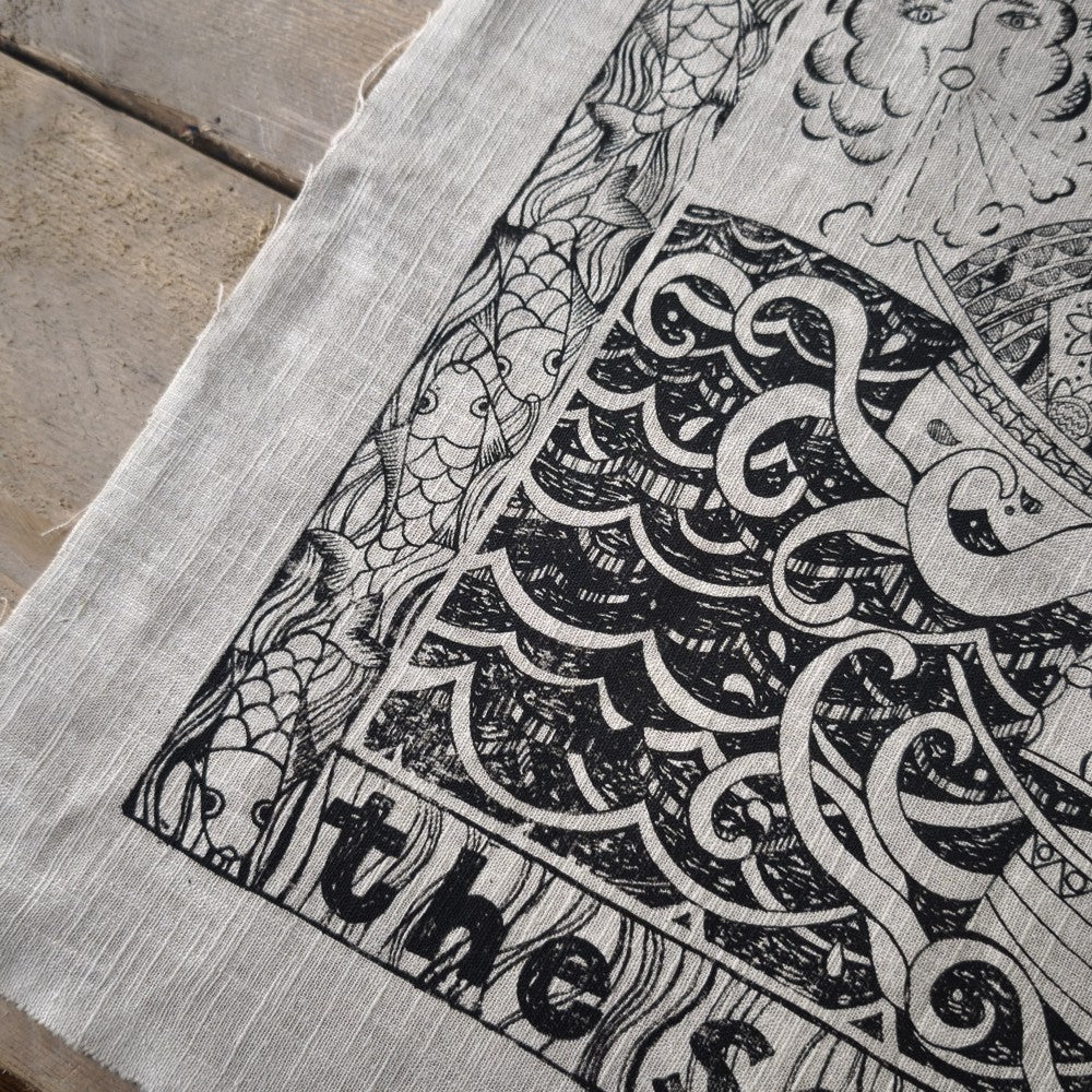 Jill Pargeter Linen Embroidery Cloth - Spirits Rise as the Sails Fill