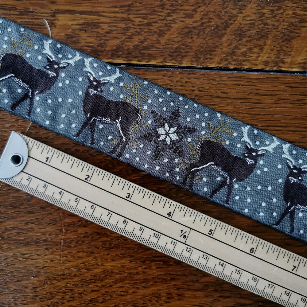 Kafka Deer and Snowflake Ribbon 50 mm wide - per 50 cm length