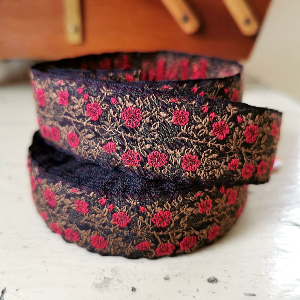 Kafka Wild Rose Ribbon 25mm wide - per 50cm length