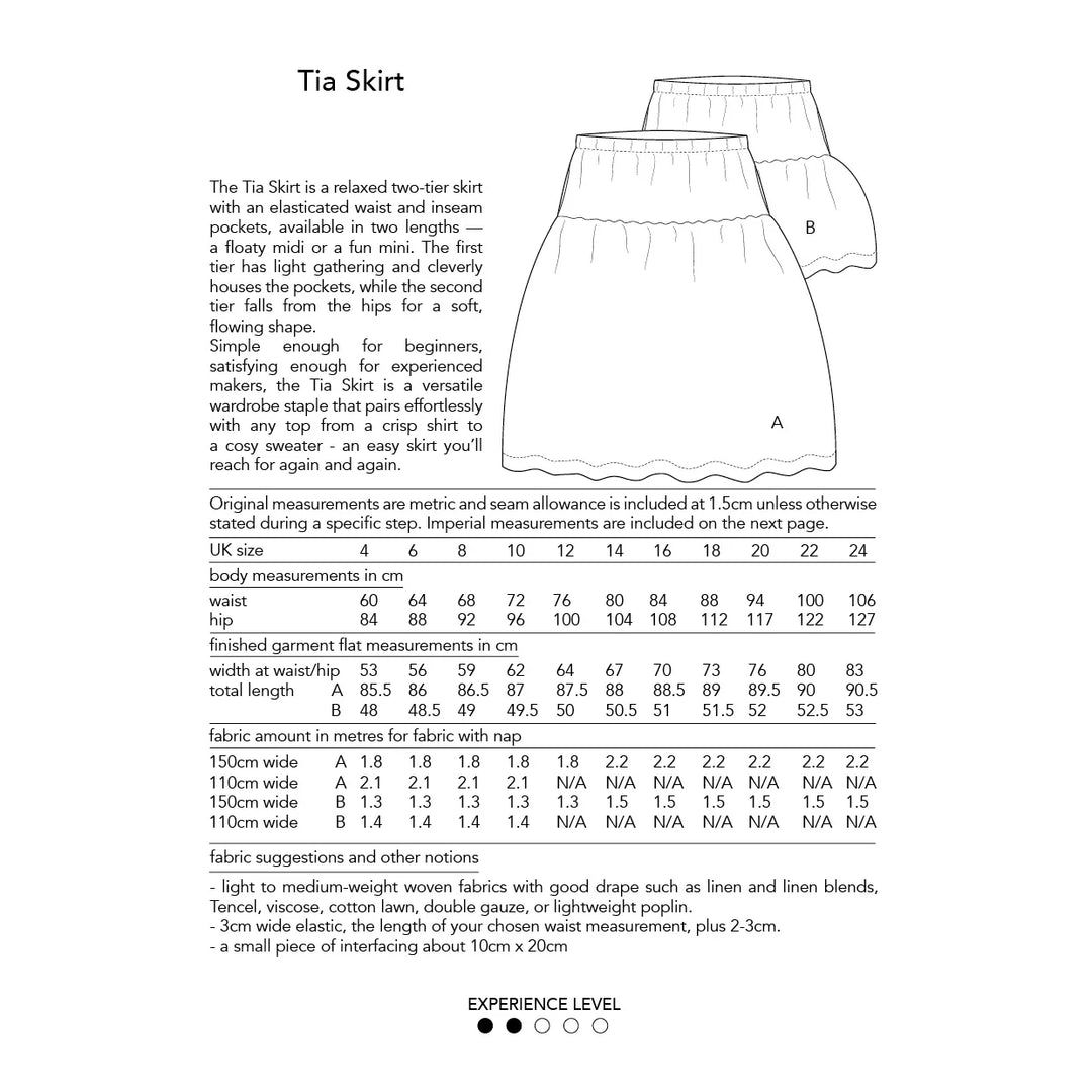 Dhurata Davies Tia Skirt Pattern Size 4-24