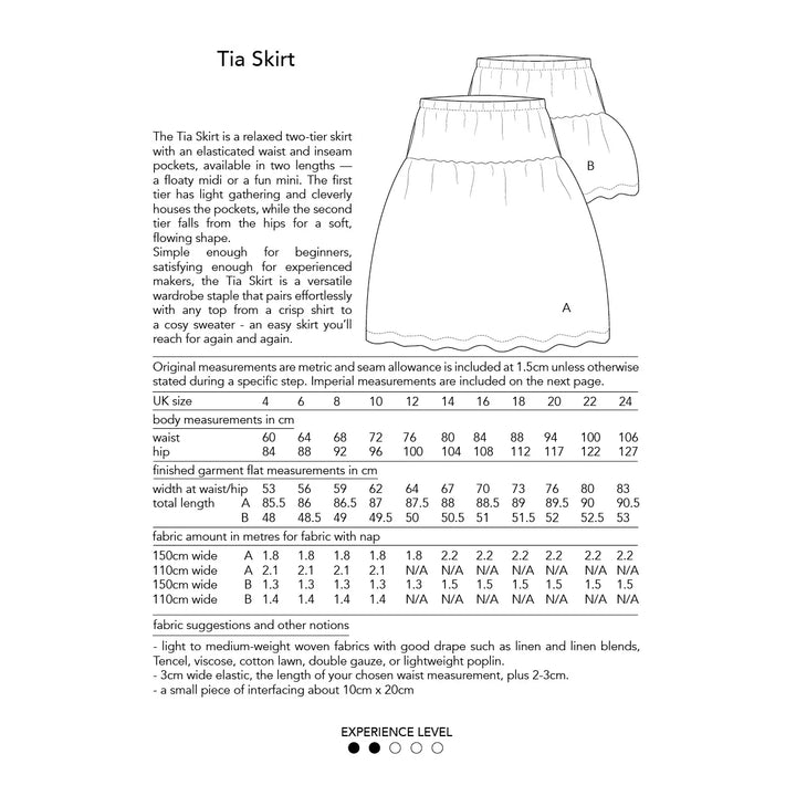 Dhurata Davies Tia Skirt Pattern Size 4-24